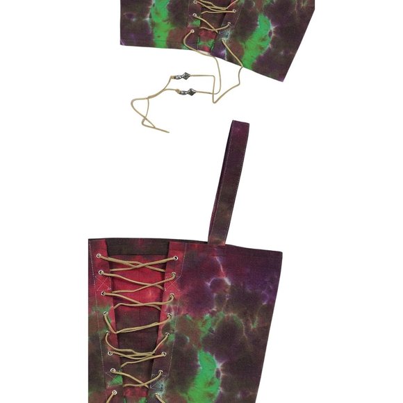Handmade Reversible Purple Tie Dye Lace Up Suede Festival Corset Crop Top - Picture 7 of 7